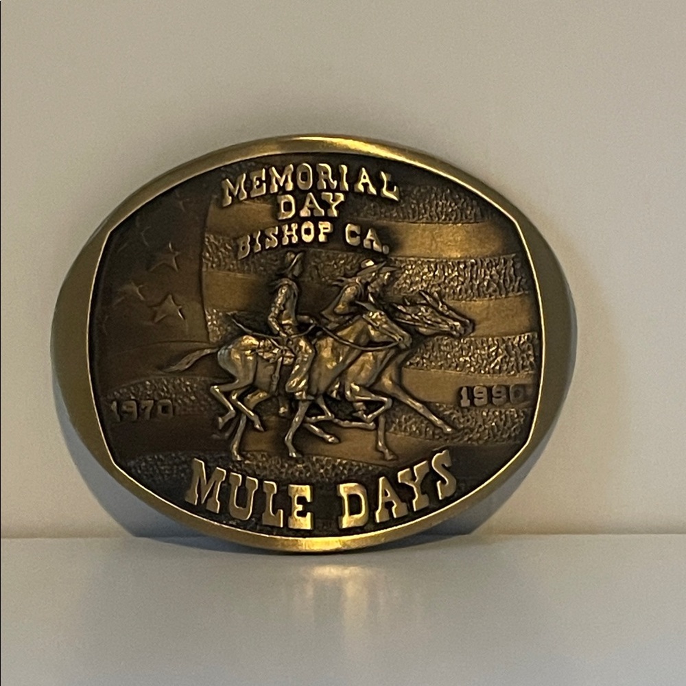 Memorial Day Bishop CA Mule Days Bronze Belt Buckle